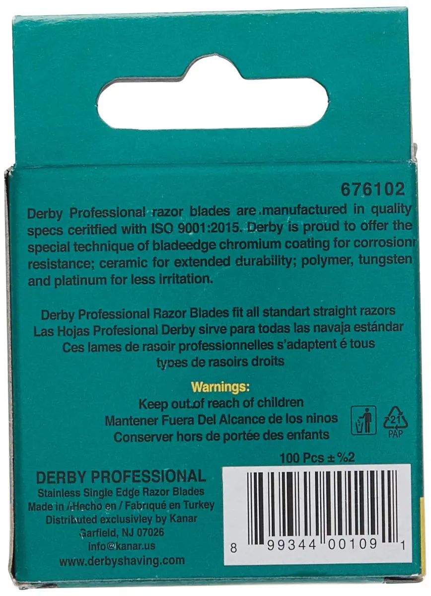 Derby Professional Single Edge Razor Blades 100 Count | Swedish Steel Blades for Straight Razors - view 3