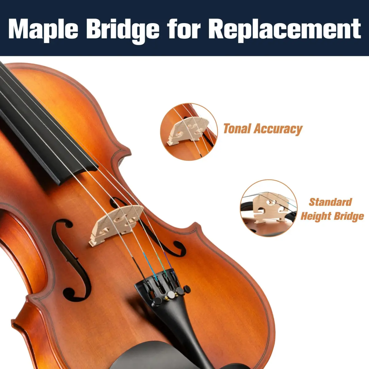 Mendini by Cecilio 1/4 Violin Set with Case, Bow, Rosin, Shoulder Rest & Extra Strings | Hand Carved Solid Wood Beginner Violin Kit - view 4
