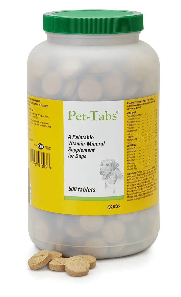 Pet-Tabs Multivitamin Supplement for Dogs & Puppies 500 Chewables | Supports General Wellness & Coat Health - main product image