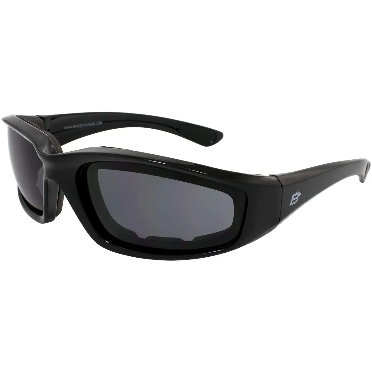 Birdz Eyewear Oriole Padded Motorcycle Glasses (Black Frame/Smoke Lens) | Shatterproof Anti-Fog Polycarbonate - main product image