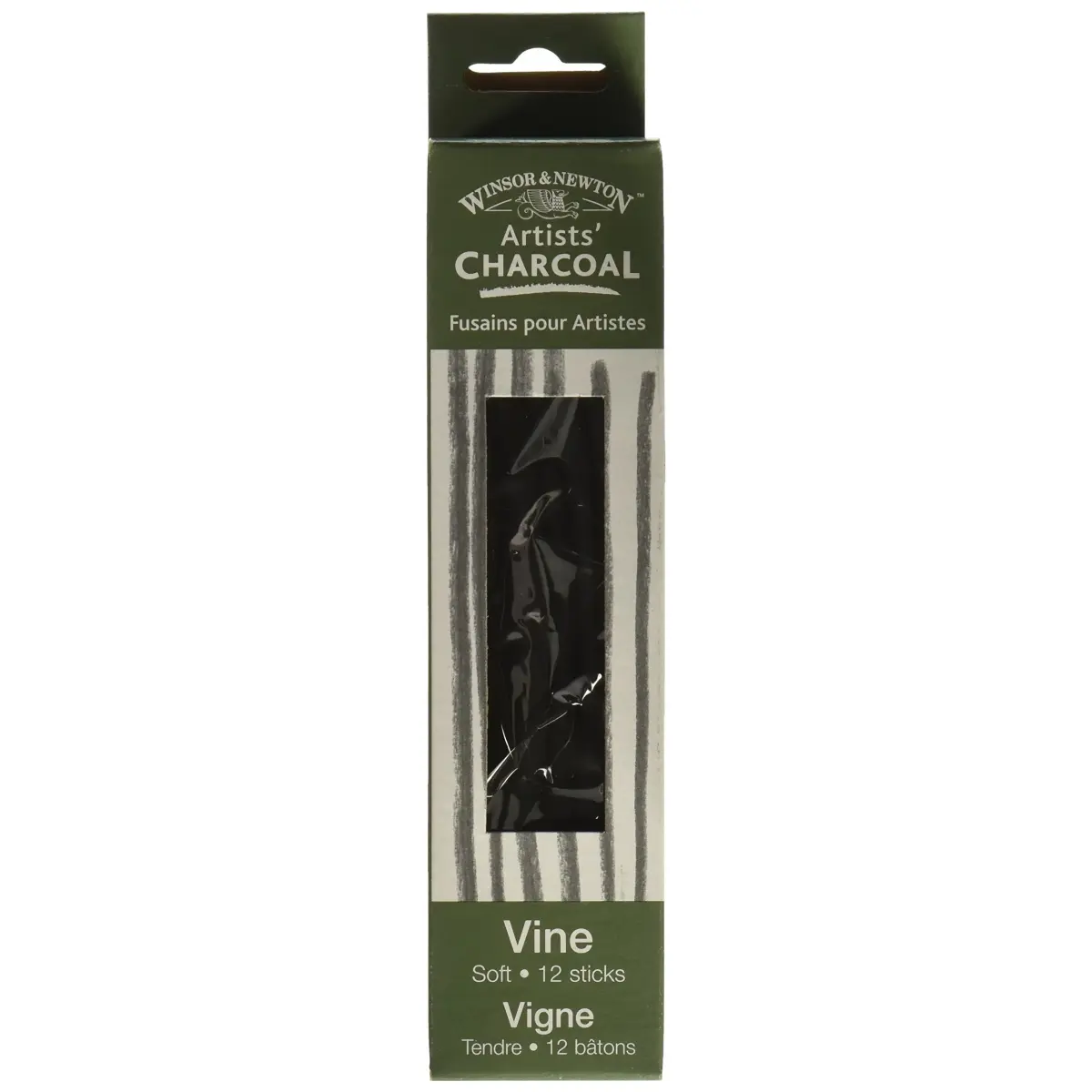 Winsor & Newton Artist Vine Charcoal Sticks Soft 12 Count | Professional Grade Drawing Media - main product image