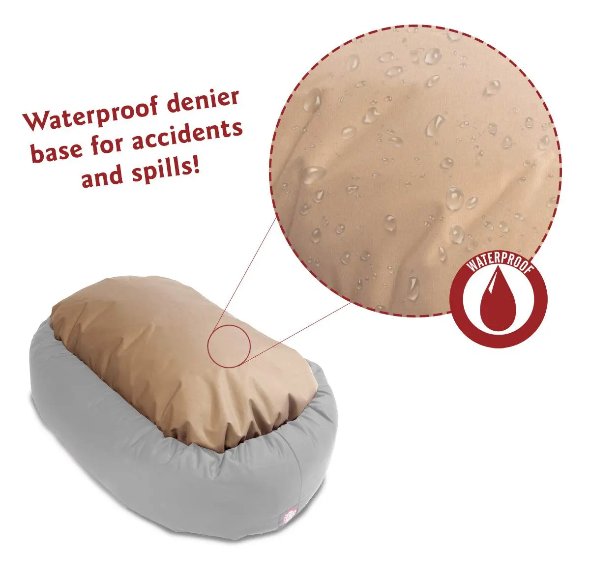 Majestic Pet Suede Calming Dog Bed, 52 Inch X-Large, Round, Washable, Stone | Supportive bolster & elegant design - view 5