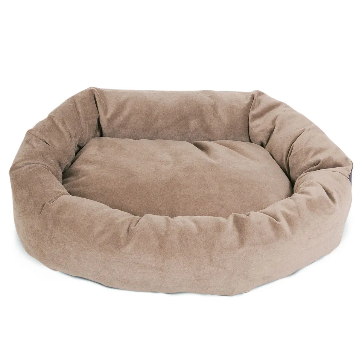 Majestic Pet Suede Calming Dog Bed, 52 Inch X-Large, Round, Washable, Stone | Supportive bolster & elegant design - view 2
