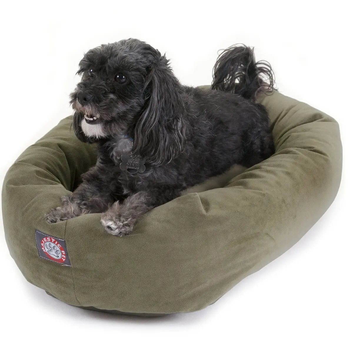 Majestic Pet Suede Calming Dog Bed, 24 Inch Small | Washable, Sage, Round - main product image