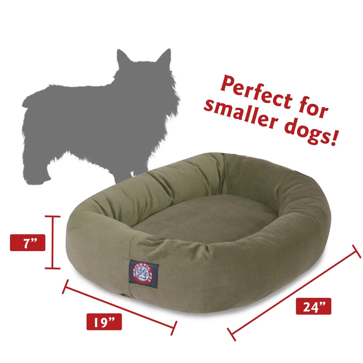 Majestic Pet Suede Calming Dog Bed, 24 Inch Small | Washable, Sage, Round - view 3