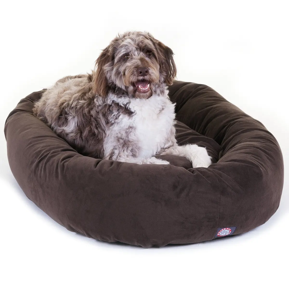 Majestic Pet Suede Calming Dog Bed, 52 in X-Large Round Washable, Chocolate | Supportive, Washable & Elegant - main product image
