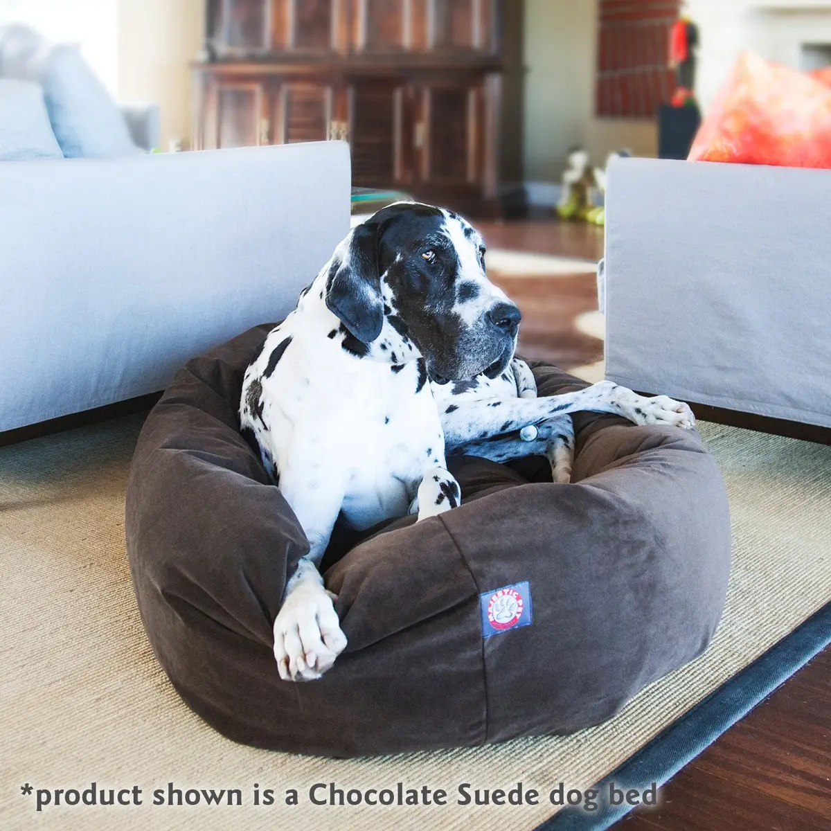 Majestic Pet Suede Calming Dog Bed, 52 in X-Large Round Washable, Chocolate | Supportive, Washable & Elegant - view 7