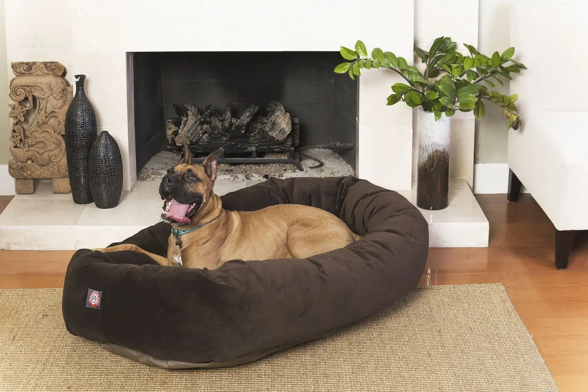 Majestic Pet Suede Calming Dog Bed, 52 in X-Large Round Washable, Chocolate | Supportive, Washable & Elegant - view 8