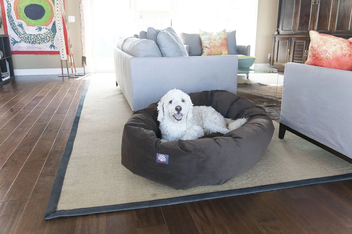 Majestic Pet Suede Calming Dog Bed, 52 in X-Large Round Washable, Chocolate | Supportive, Washable & Elegant - view 9