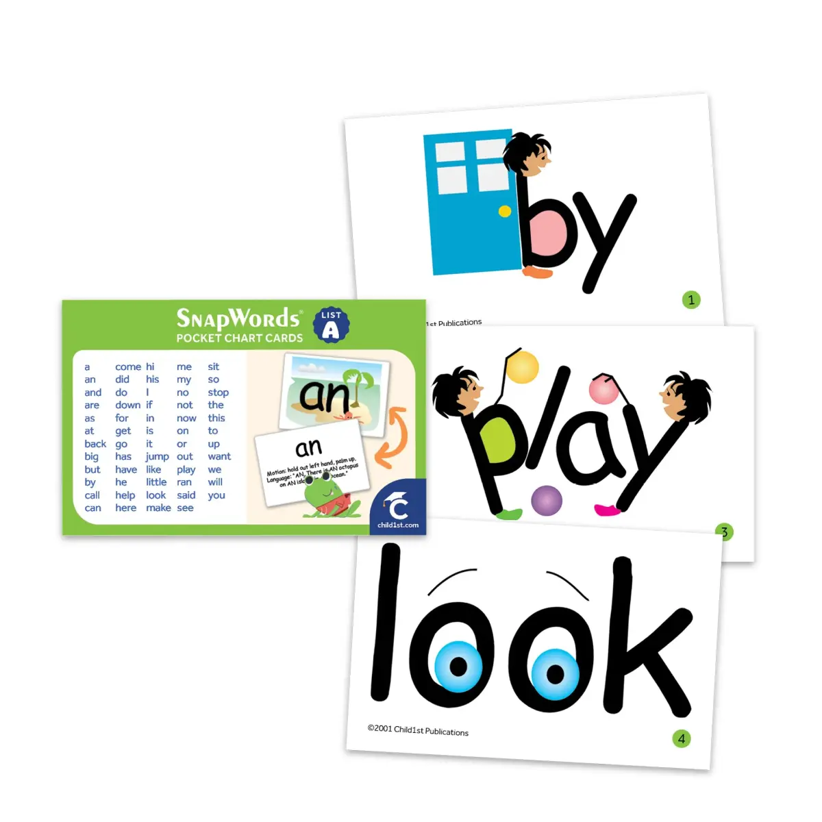 Child1st SnapWords List A Pocket Sight Word Cards 59 Words | Multisensory Reading Tool for Early Learners - main product image