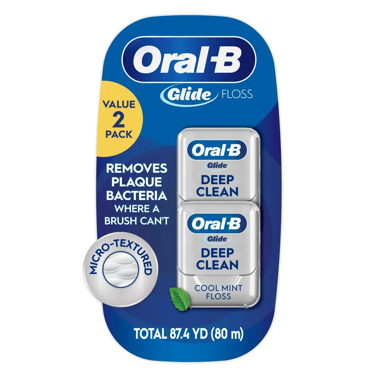 Oral-B Glide Deep Clean Cool Mint Dental Floss 262ft (80m) | Dentist Recommended - main product image