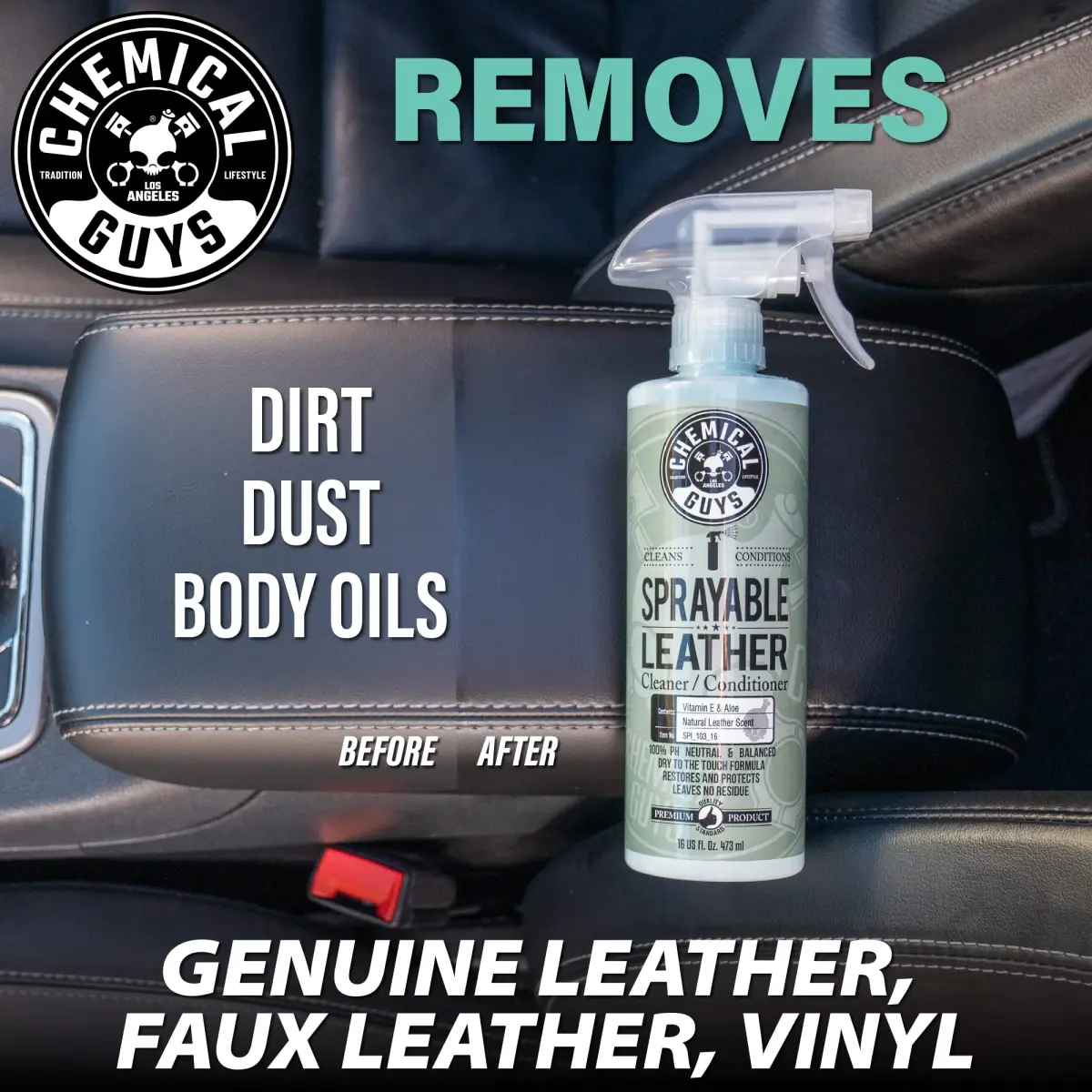 Chemical Guys Sprayable Leather Cleaner & Conditioner 473ml (16 Fl Oz) | Auto Interior & Furniture Care - view 2