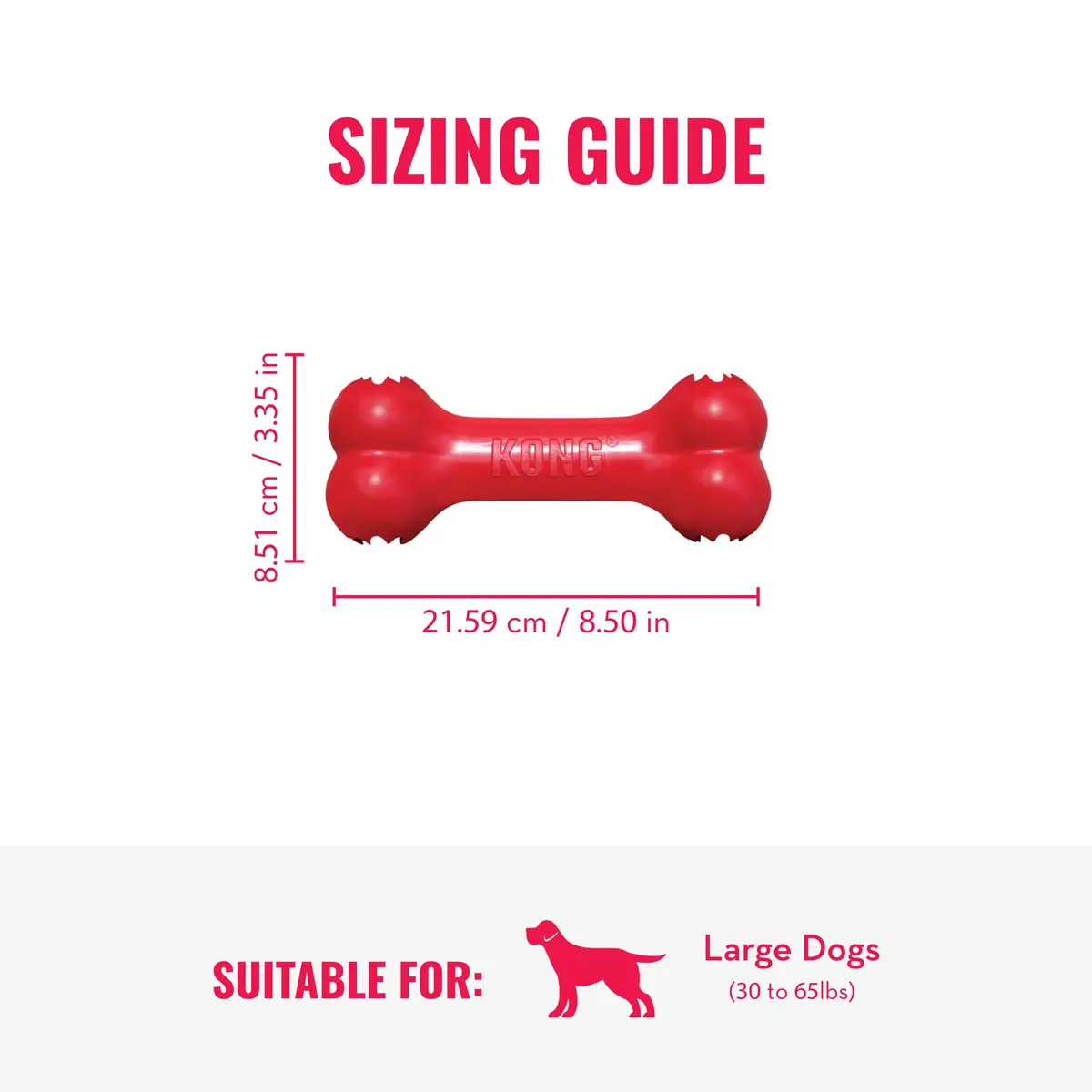 KONG Goodie Bone Natural Rubber Treat-Dispensing Dog Toy, Large, Red | Durable Chew Toy for Large Dogs - view 5