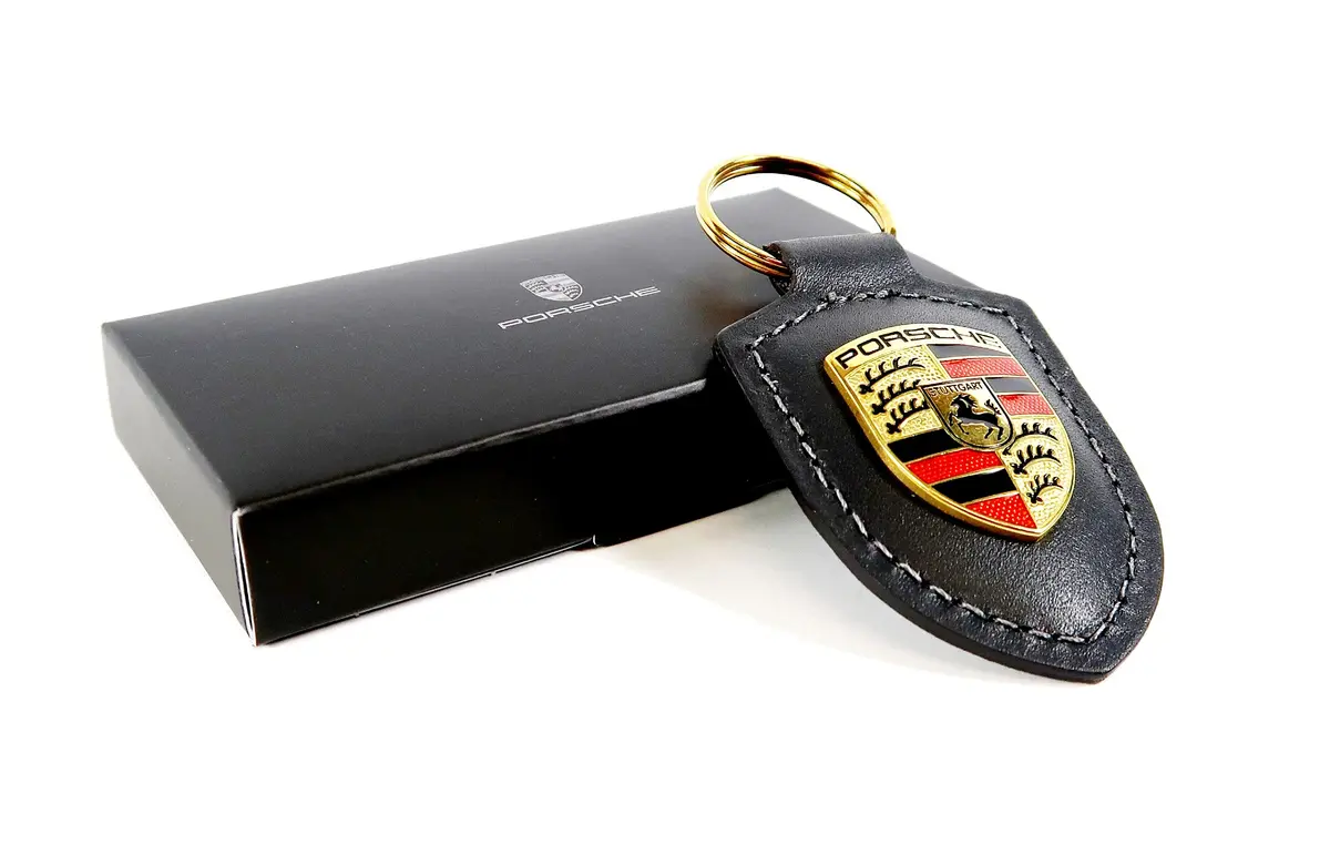 Porsche Crest Key Ring - Black | Classic Leather Keychain for Men & Women - view 4