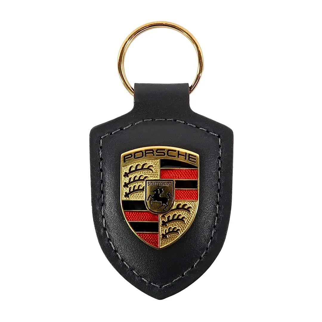 Porsche Crest Key Ring - Black | Classic Leather Keychain for Men & Women - main product image