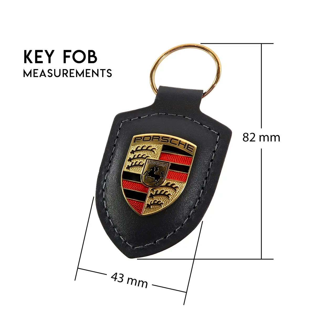 Porsche Crest Key Ring - Black | Classic Leather Keychain for Men & Women - view 7