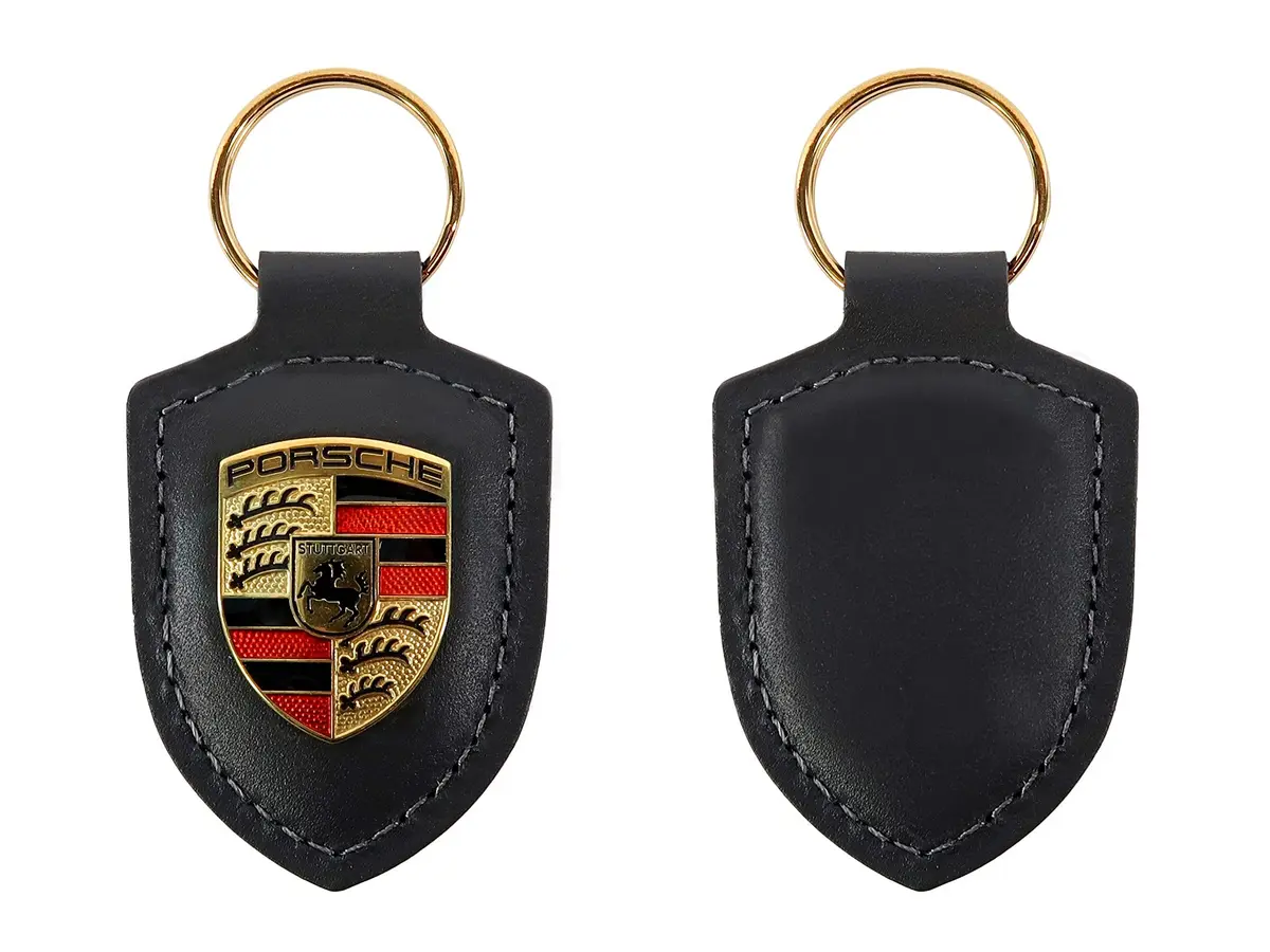Porsche Crest Key Ring - Black | Classic Leather Keychain for Men & Women - view 2