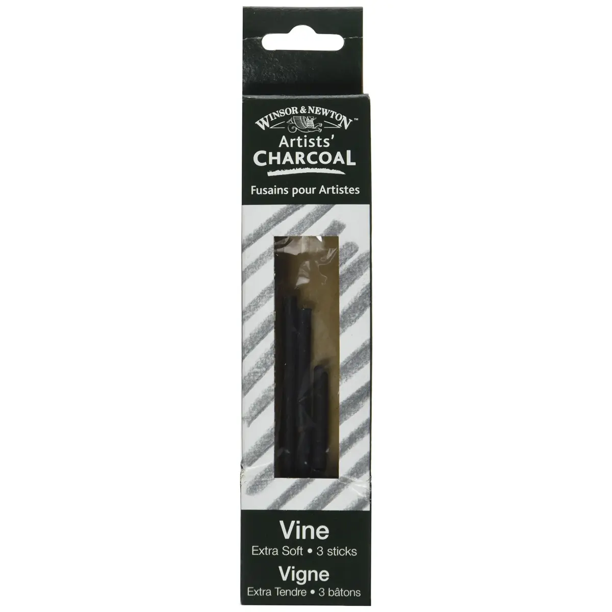 Winsor & Newton Artist Vine Charcoal Sticks Extra-Soft 3 Sticks | Professional Grade Drawing Medium - main product image