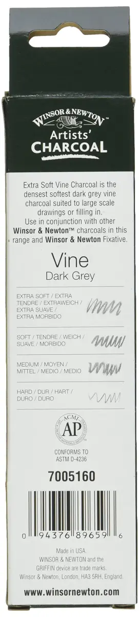 Winsor & Newton Artist Vine Charcoal Sticks Extra-Soft 3 Sticks | Professional Grade Drawing Medium - view 2