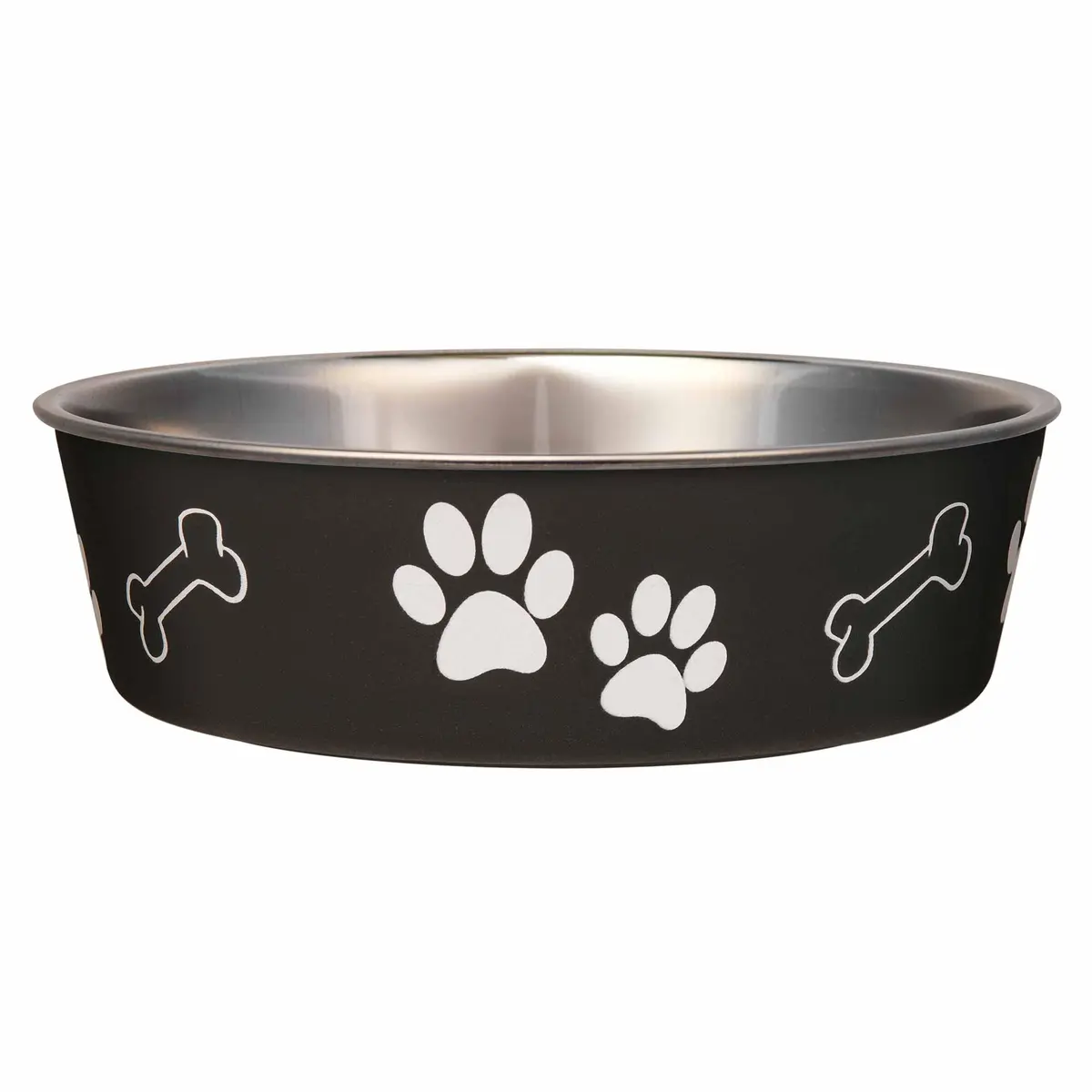 Loving Pets Bella Dog Bowls - Stainless Steel Spill Proof Pet Food & Water Bowl, Large 35-65 lbs, Espresso - main product image