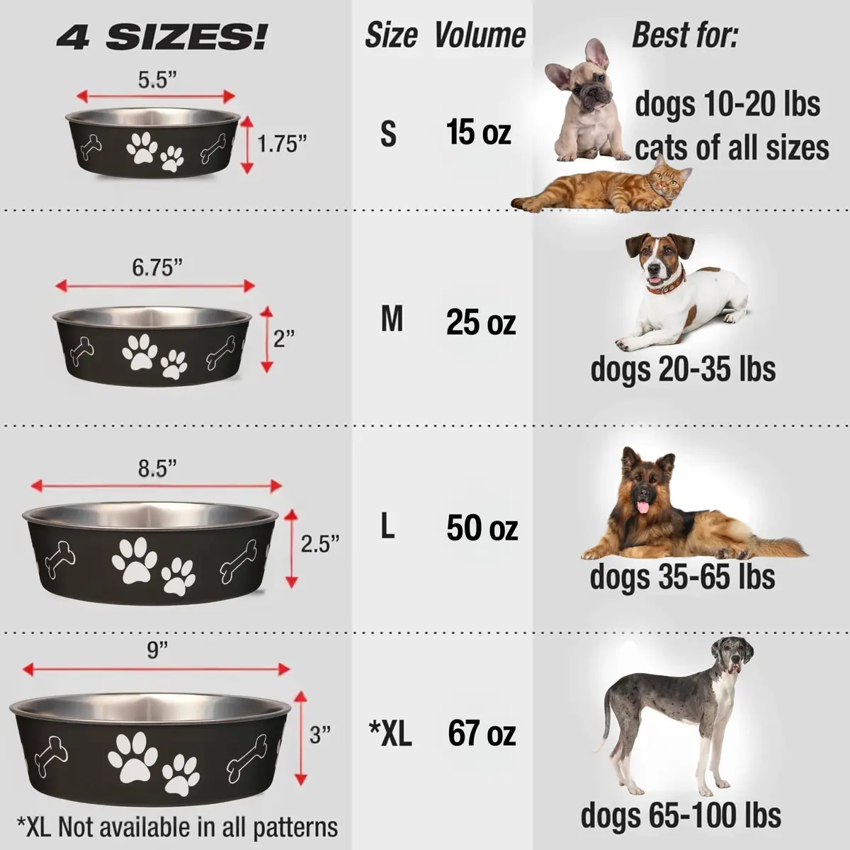 Loving Pets Bella Dog Bowls - Stainless Steel Spill Proof Pet Food & Water Bowl, Large 35-65 lbs, Espresso - view 8