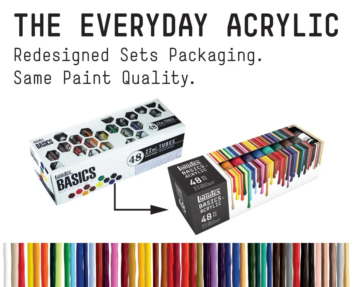 Liquitex BASICS Acrylic Paint Set, 48 x 22ml (0.74oz) Tubes | Heavy Body, Satin Finish, Bright Pigments - view 4