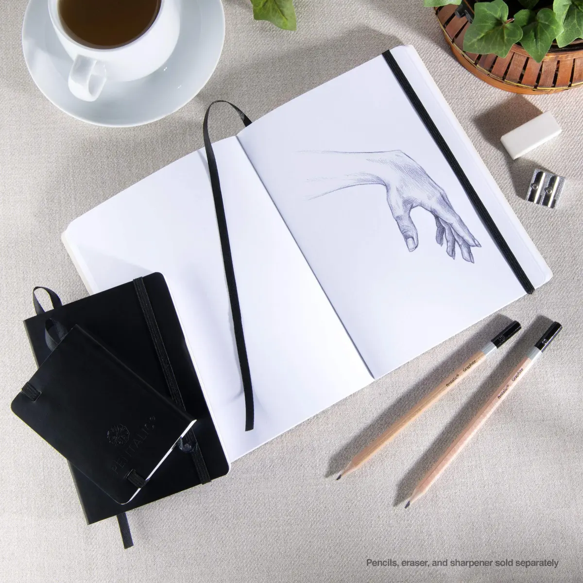 Pentalic 4" x 6" Pocket Sketchbook Traveler Journal, 160 Pages, Black | Acid-Free Paper for Artists & Students - view 6