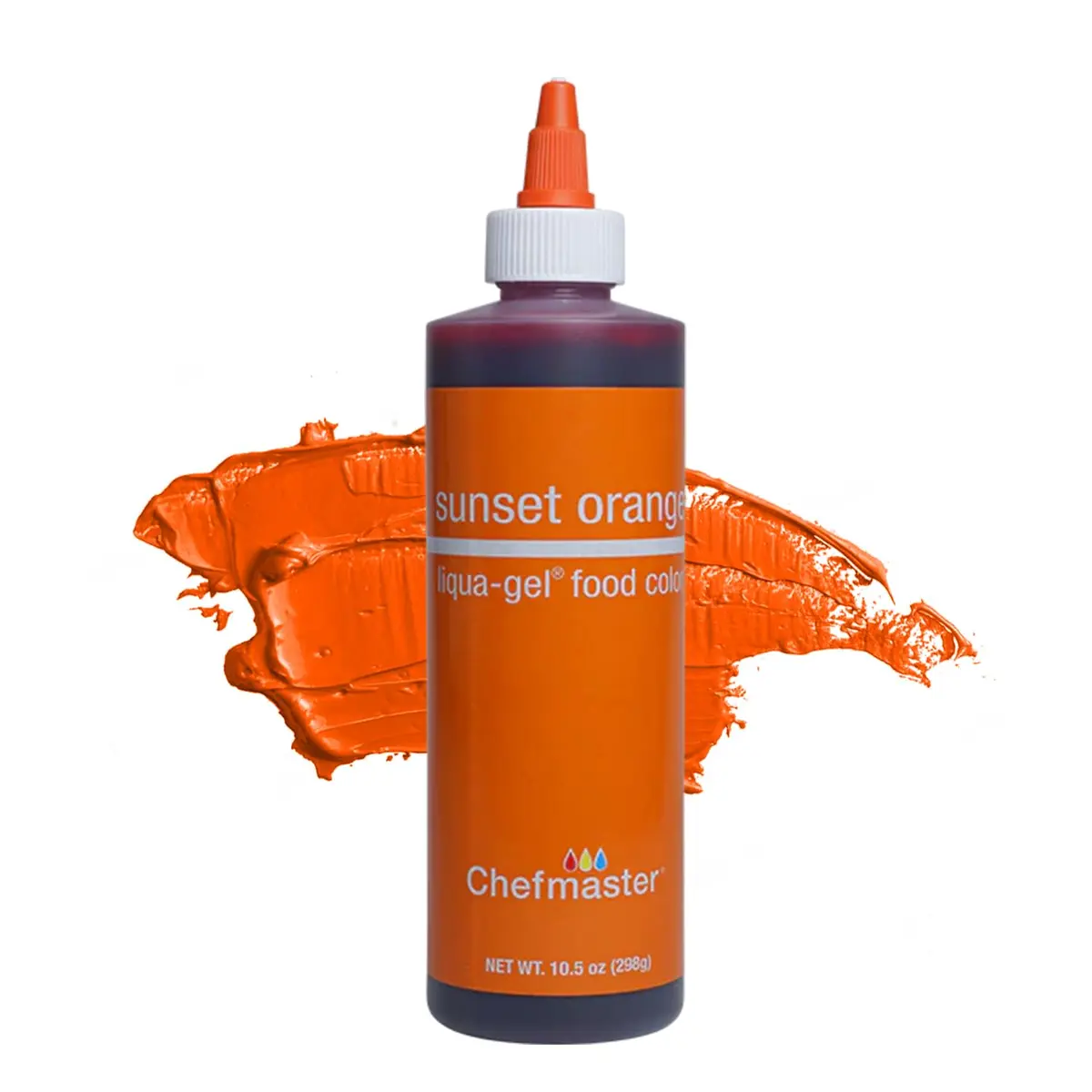 Chefmaster Sunset Orange Liqua-Gel® Food Coloring | Vibrant Color | Professional-Grade Dye for Icing, Frosting, Fondant | Baking & Decorating | Fade-Resistant | Easy-to-Use | Made in USA | 10.5 oz - main product image