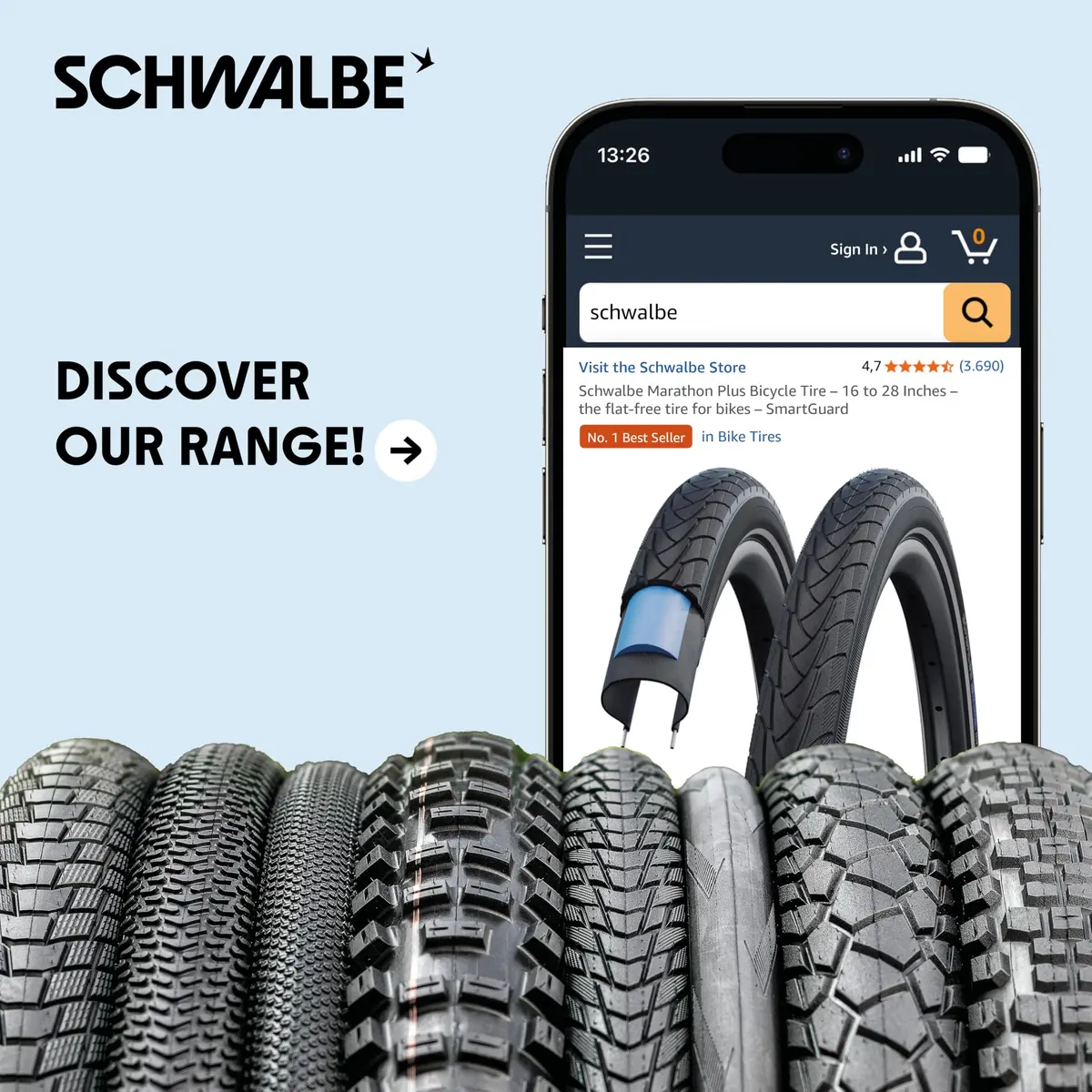 Schwalbe Marathon Bicycle Tire 28 x 1.10 | Flat-Less SmartGuard Tire for Long Rides - view 7