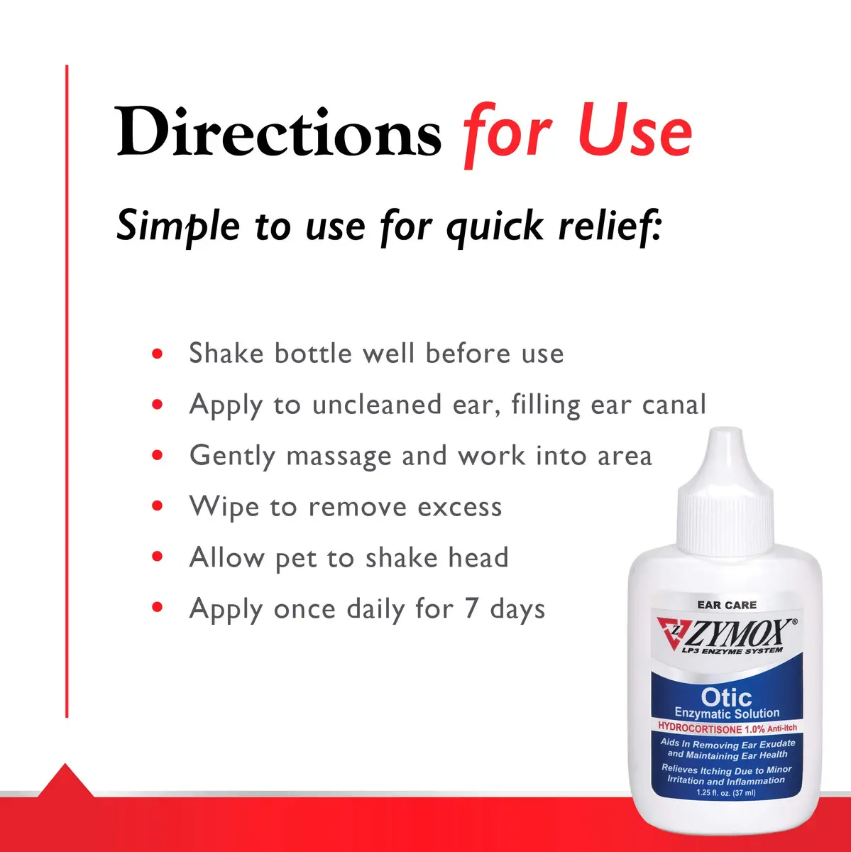 Zymox Otic Enzymatic Solution for Dogs and Cats with Hydrocortisone 37ml (1.25 Fl Oz) | Soothes Ear Infections & Itch Relief - view 6