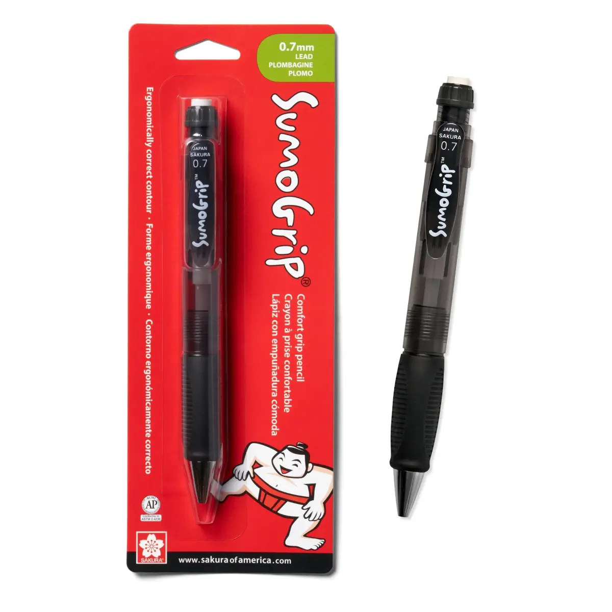 Sakura SumoGrip Ergonomic Mechanical Pencil 0.7 mm Gray | Comfortable Grip for Writing - main product image
