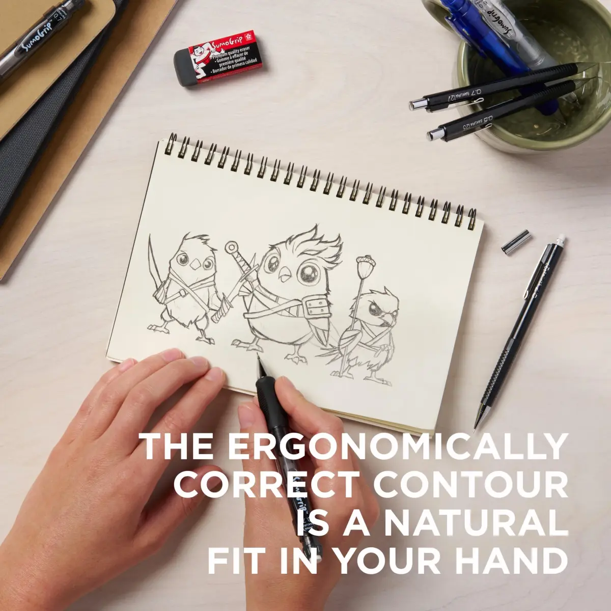 Sakura SumoGrip Ergonomic Mechanical Pencil 0.7 mm Gray | Comfortable Grip for Writing - view 3