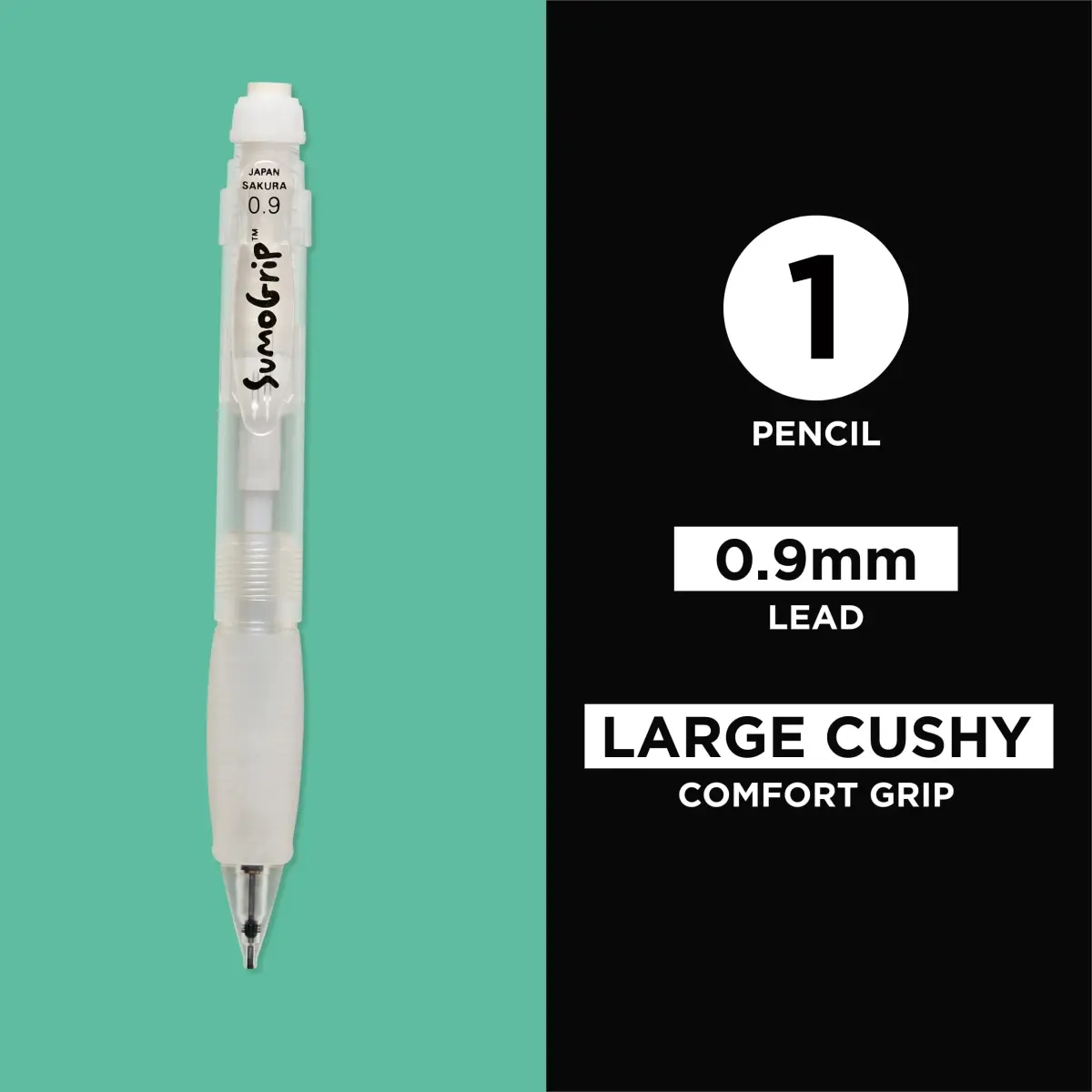 SAKURA SumoGrip Mechanical Pencil 0.9mm Clear | Comfortable Ergonomic Grip for Students - view 3