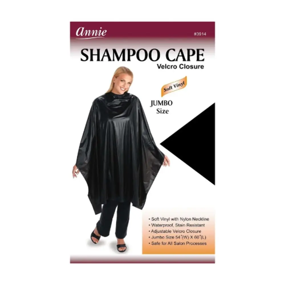 Annie Shampoo Cape 45" x 54" Black | Professional Vinyl Hair Wash Cape - view 2