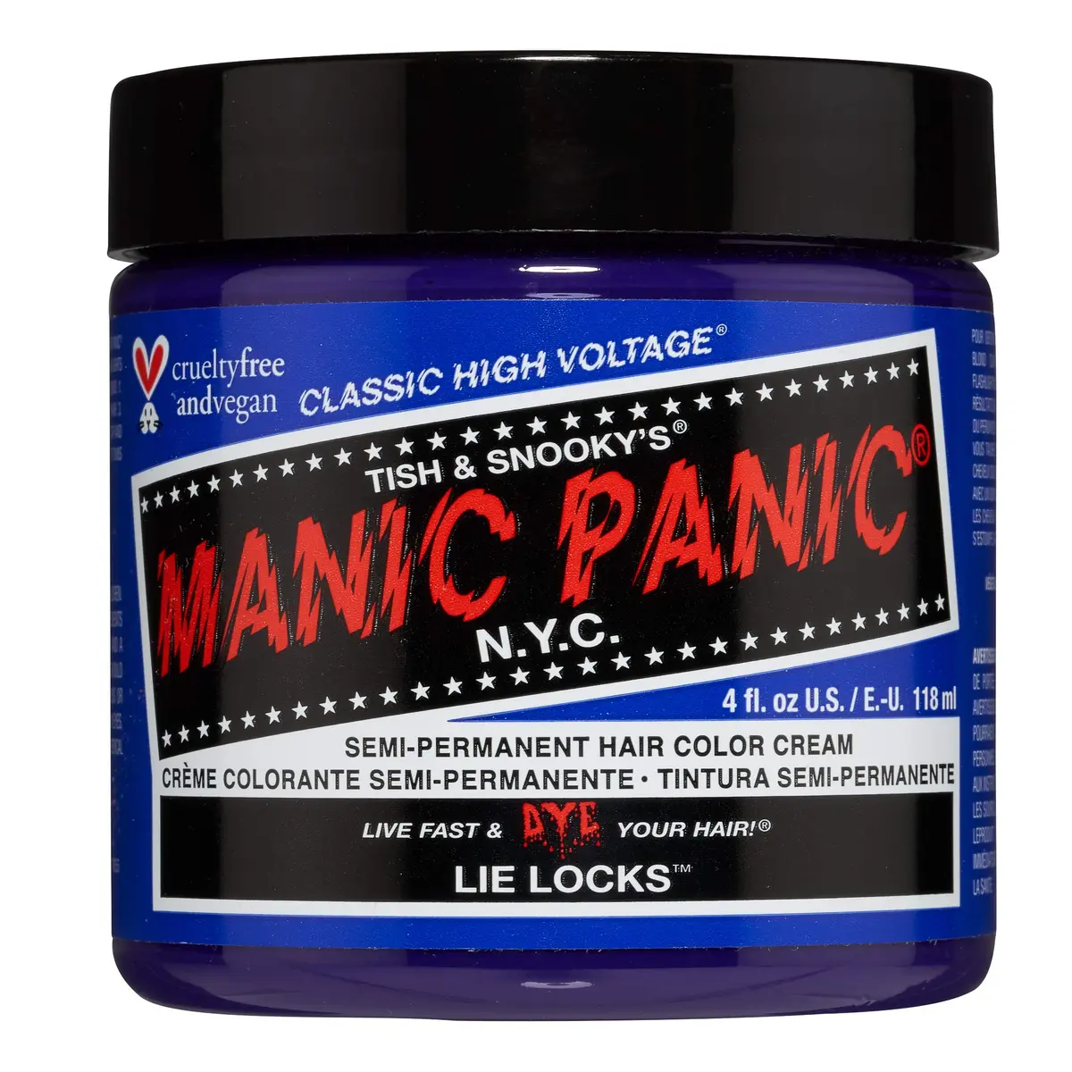 MANIC PANIC Classic Lie Locks Semi Permanent Hair Color 4oz | Vibrant Indigo Purple for Women & Men, Lasts 4-6 Weeks, Vegan & Cruelty-Free - main product image