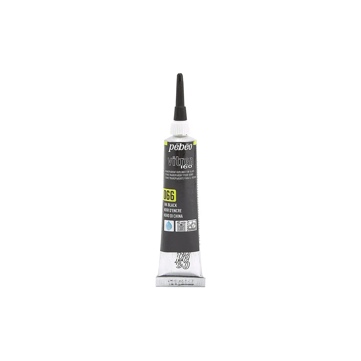 PEBEO Vitrea 160 Glass Paint Outliner 0.67 Fl Oz | Black, High-Gloss, Water-Based, Heat-Resistant - main product image