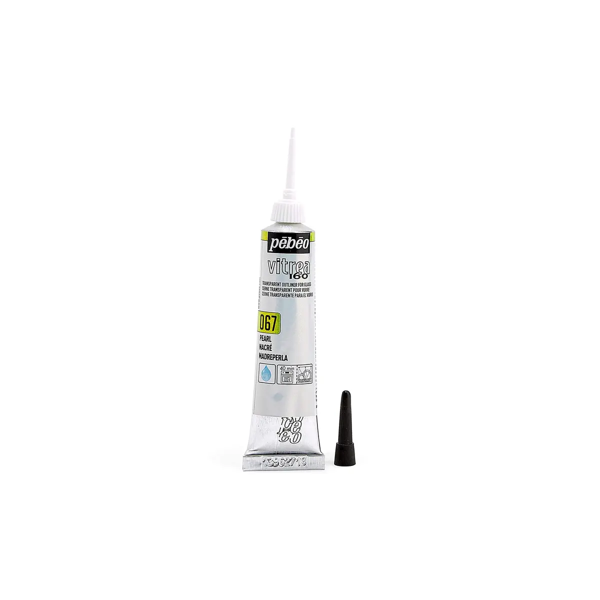 Pebeo Vitrea 160 Glass Paint Outliner Pearl 20 ml | Relief & Permanent Effects on Glass - view 4