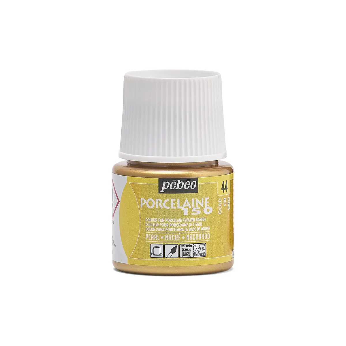 Pebeo Porcelaine 150 Gold Ceramic Paint 45ml (1.52 Fl Oz) | Bake in Kitchen Oven for Permanent Gloss Finish - main product image