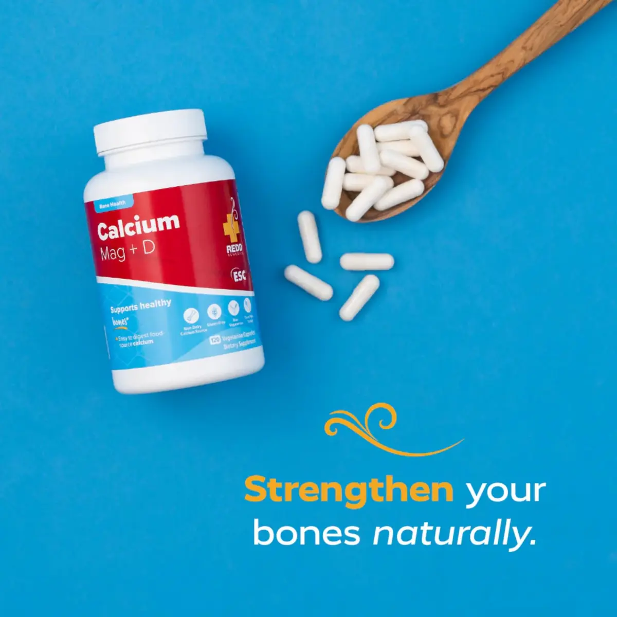 Redd Remedies Calcium Mag + D Supports Healthy Bones | 120 Capsules | Natural Bone Density Formula - view 5