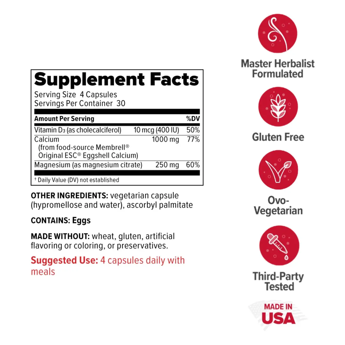 Redd Remedies Calcium Mag + D Supports Healthy Bones | 120 Capsules | Natural Bone Density Formula - view 2