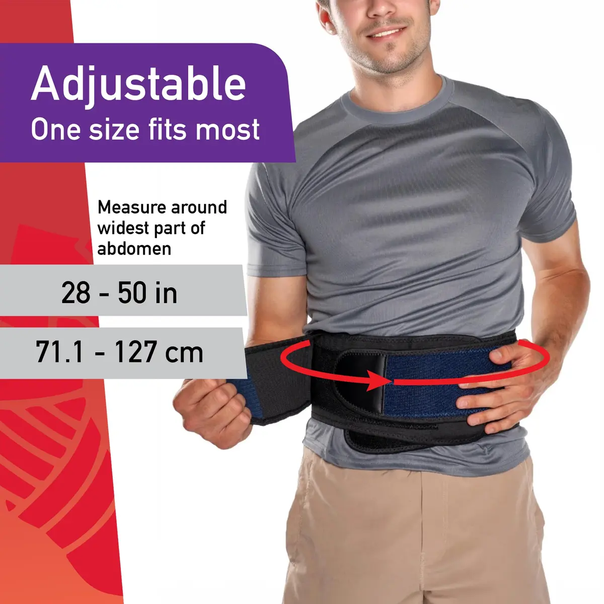 MUELLER Lumbar Back Brace with Removable Compression Pad, 71-127 cm (28-50") | Targeted Compression for Back Pain Relief - view 5