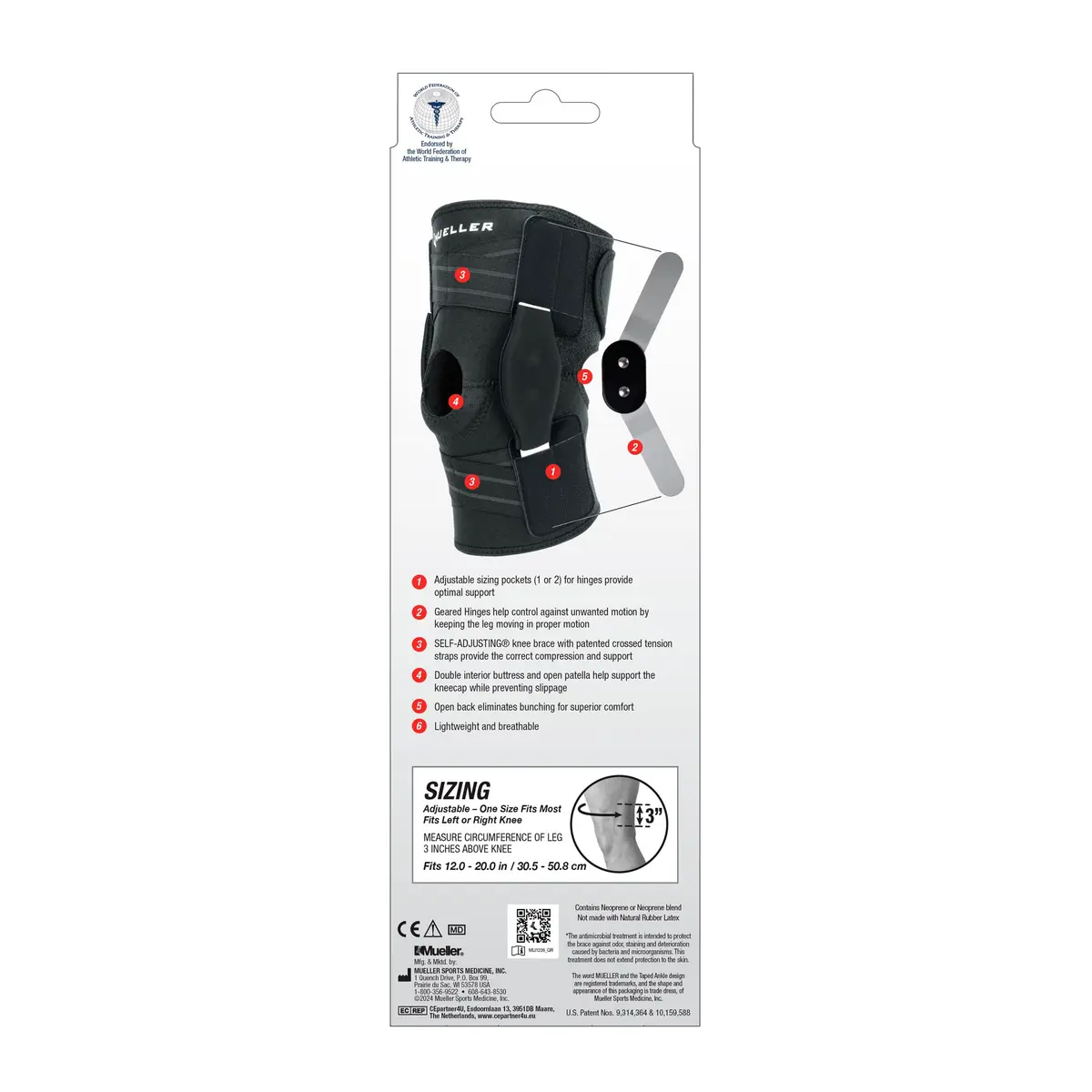 MUELLER Self Adjusting Hinged Knee Brace for Men & Women | Support & Pain Relief, Black, One Size (12"-20") - view 8