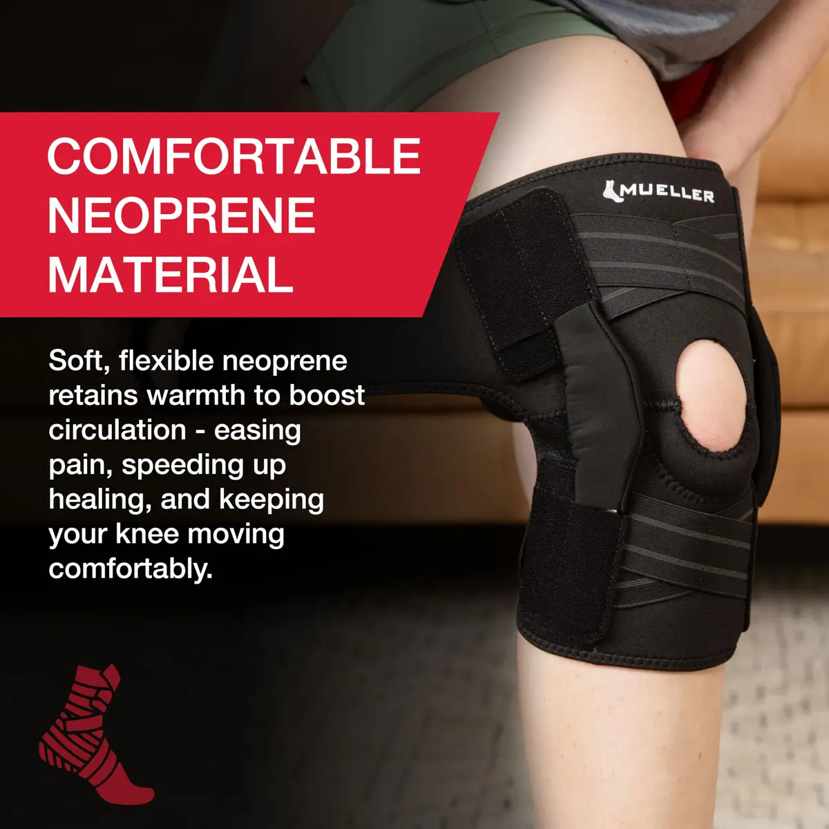 MUELLER Self Adjusting Hinged Knee Brace for Men & Women | Support & Pain Relief, Black, One Size (12"-20") - view 2