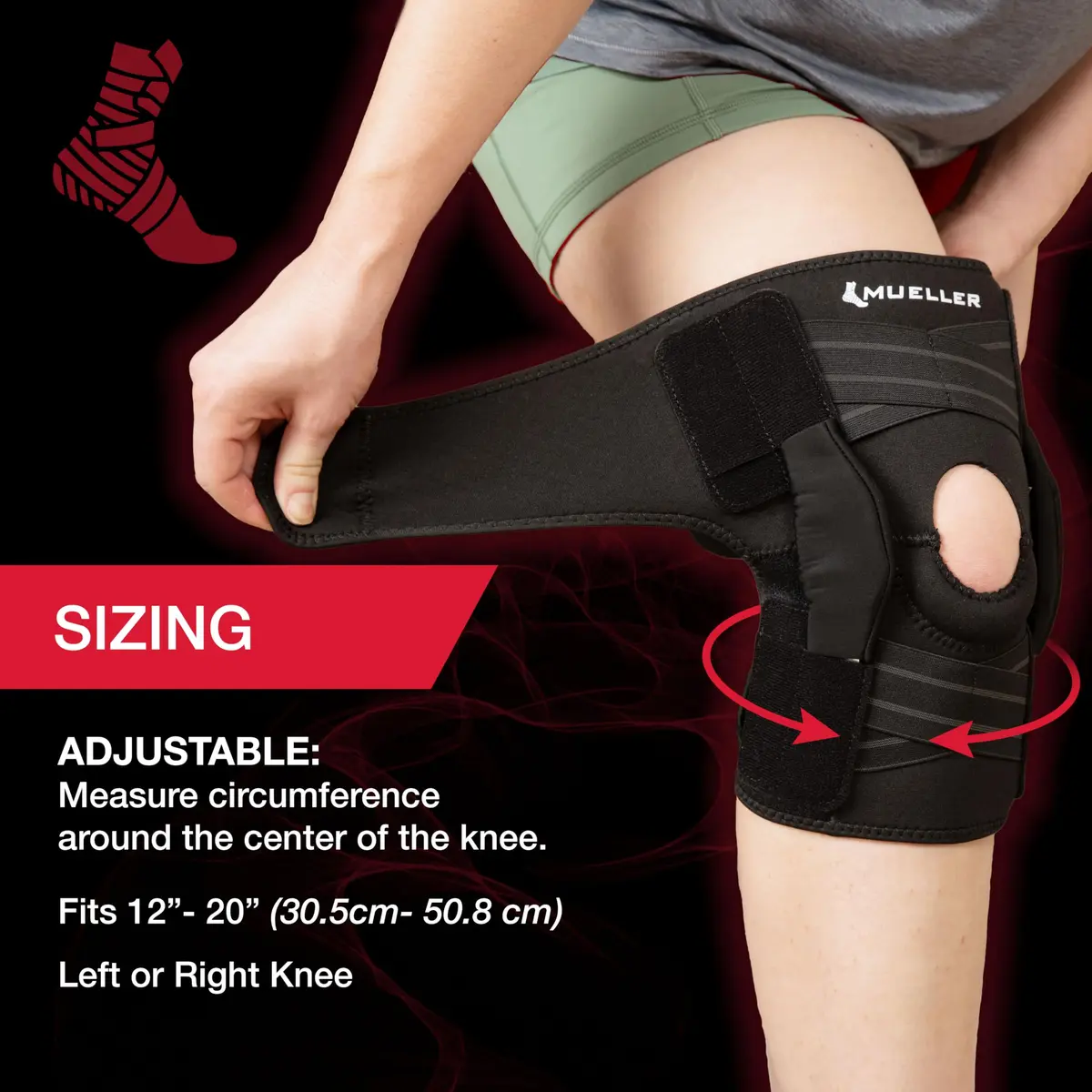 MUELLER Self Adjusting Hinged Knee Brace for Men & Women | Support & Pain Relief, Black, One Size (12"-20") - view 4