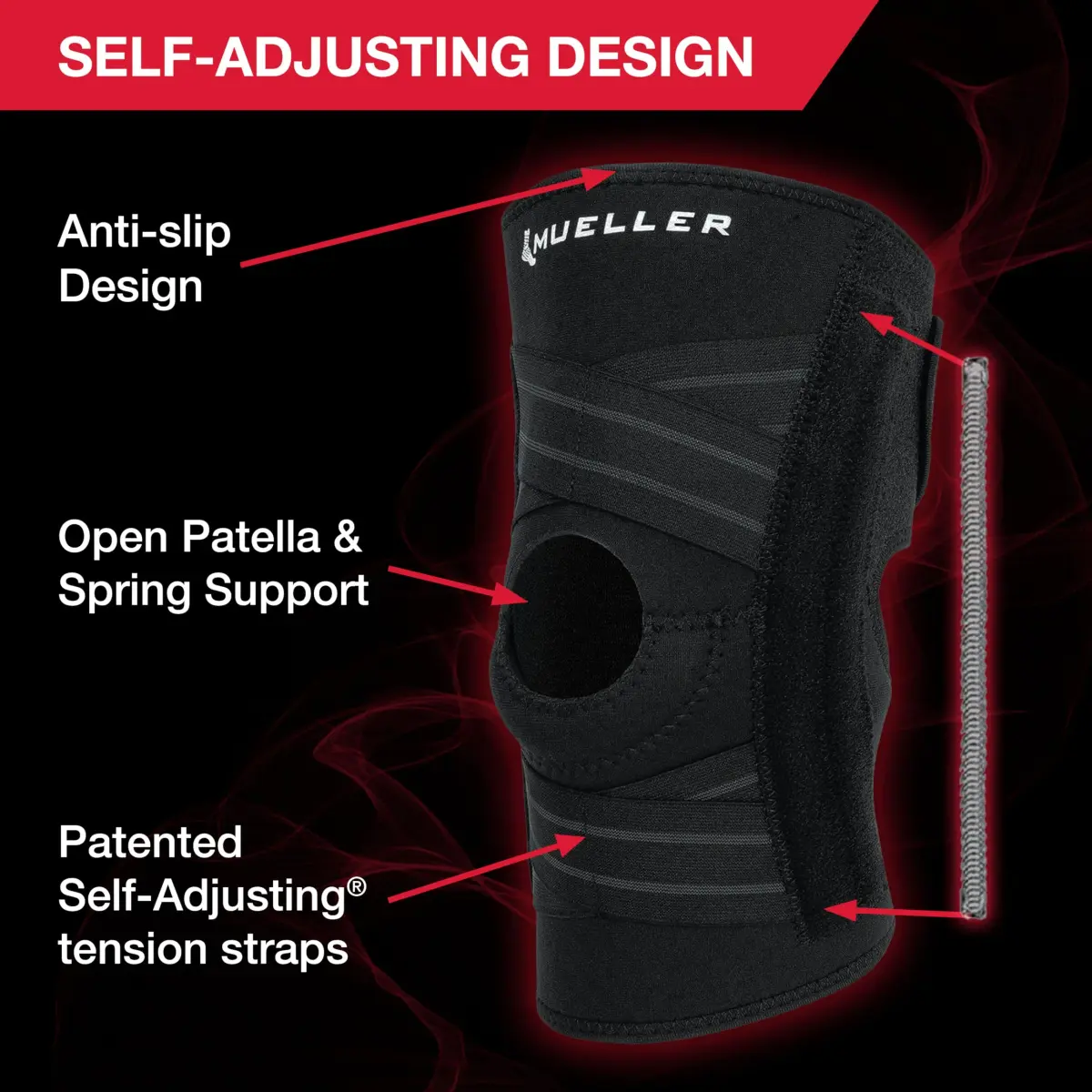 MUELLER Self Adjusting Knee Brace Black One Size | FDA Approved Orthopedic Brace for Arthritis, Sprains - view 5