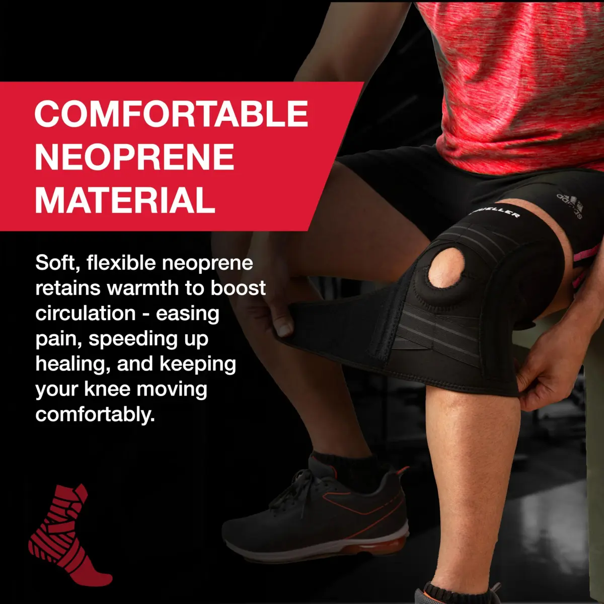 MUELLER Self Adjusting Knee Brace Black One Size | FDA Approved Orthopedic Brace for Arthritis, Sprains - view 2