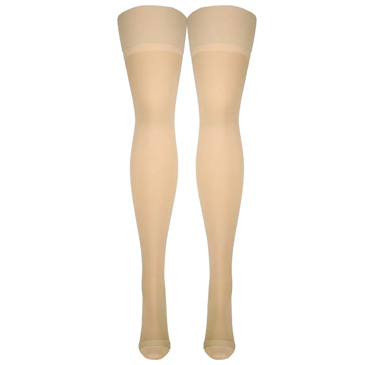 Truform 30-40 mmHg Compression Stockings for Men and Women, Thigh High, Open Toe, Beige, Medium - view 2