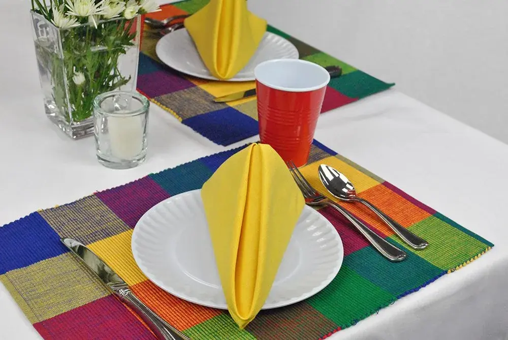 DII Solid Cloth Napkins 50.8cm x 50.8cm (20" x 20") | Set of 6 Marigold Cotton Napkins - view 6