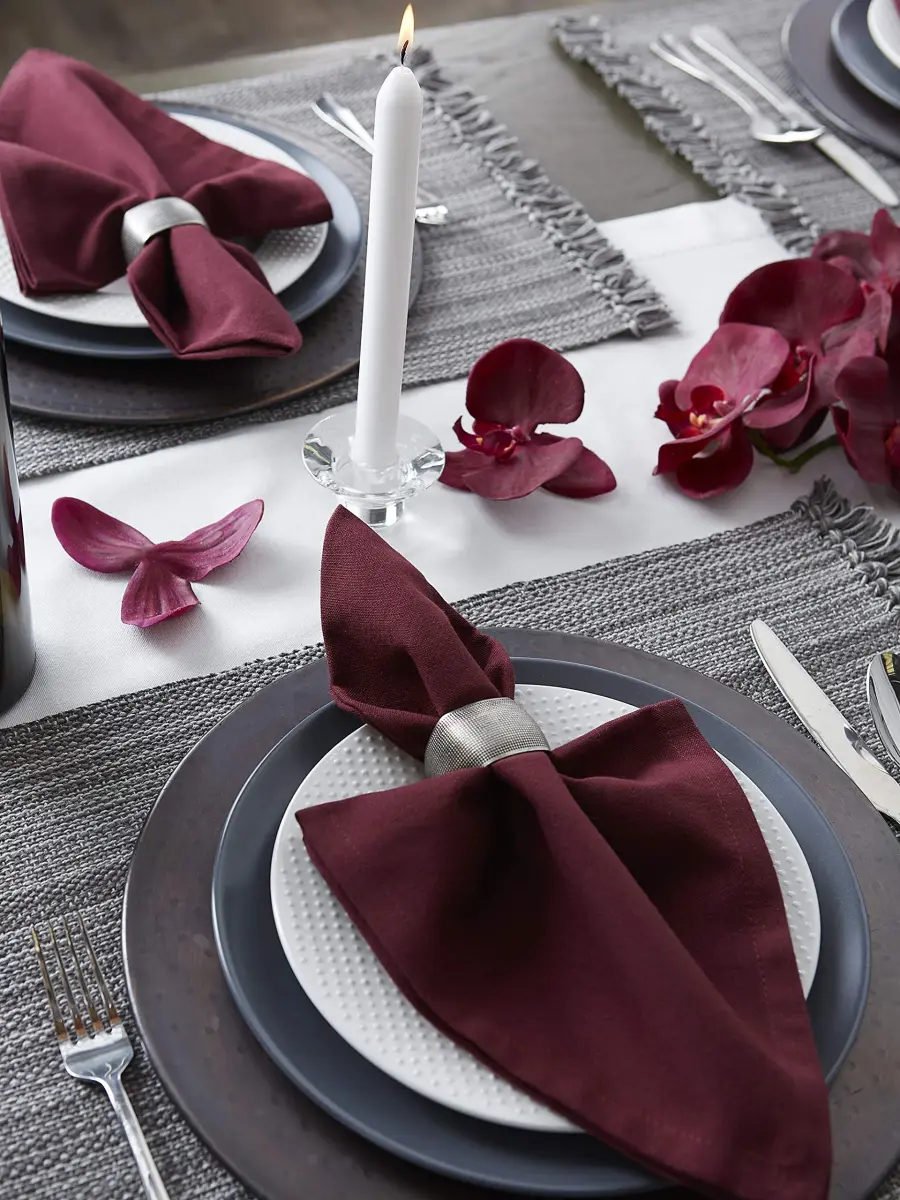 DII Solid Cotton Napkins 51cm (20") x 51cm (20") | Set of 6 BlackBerry Napkins for Formal & Casual Dining - view 6
