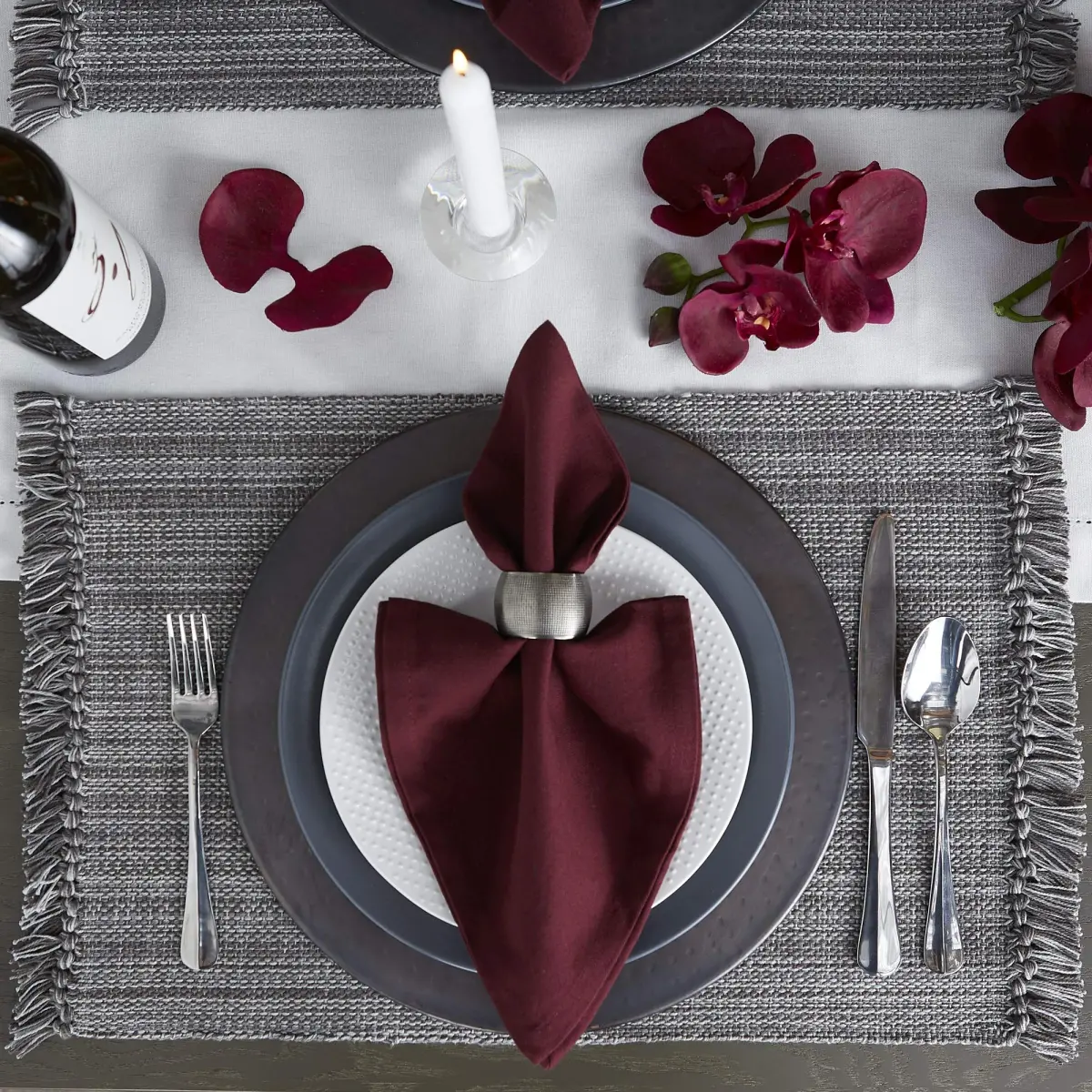 DII Solid Cotton Napkins 51cm (20") x 51cm (20") | Set of 6 BlackBerry Napkins for Formal & Casual Dining - view 7